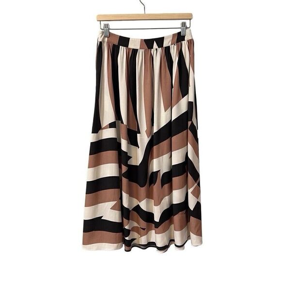BOSS Hugo Boss Womens Skirt Size 6/Small Vetola Brown Printed Pull On A-Line - Picture 1 of 12
